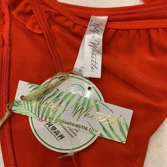 Wolf & Whistle Exclusive Red Beach Bikini Bottom with Ruffle Sides NWT Size 4 - Picture 4 of 4
